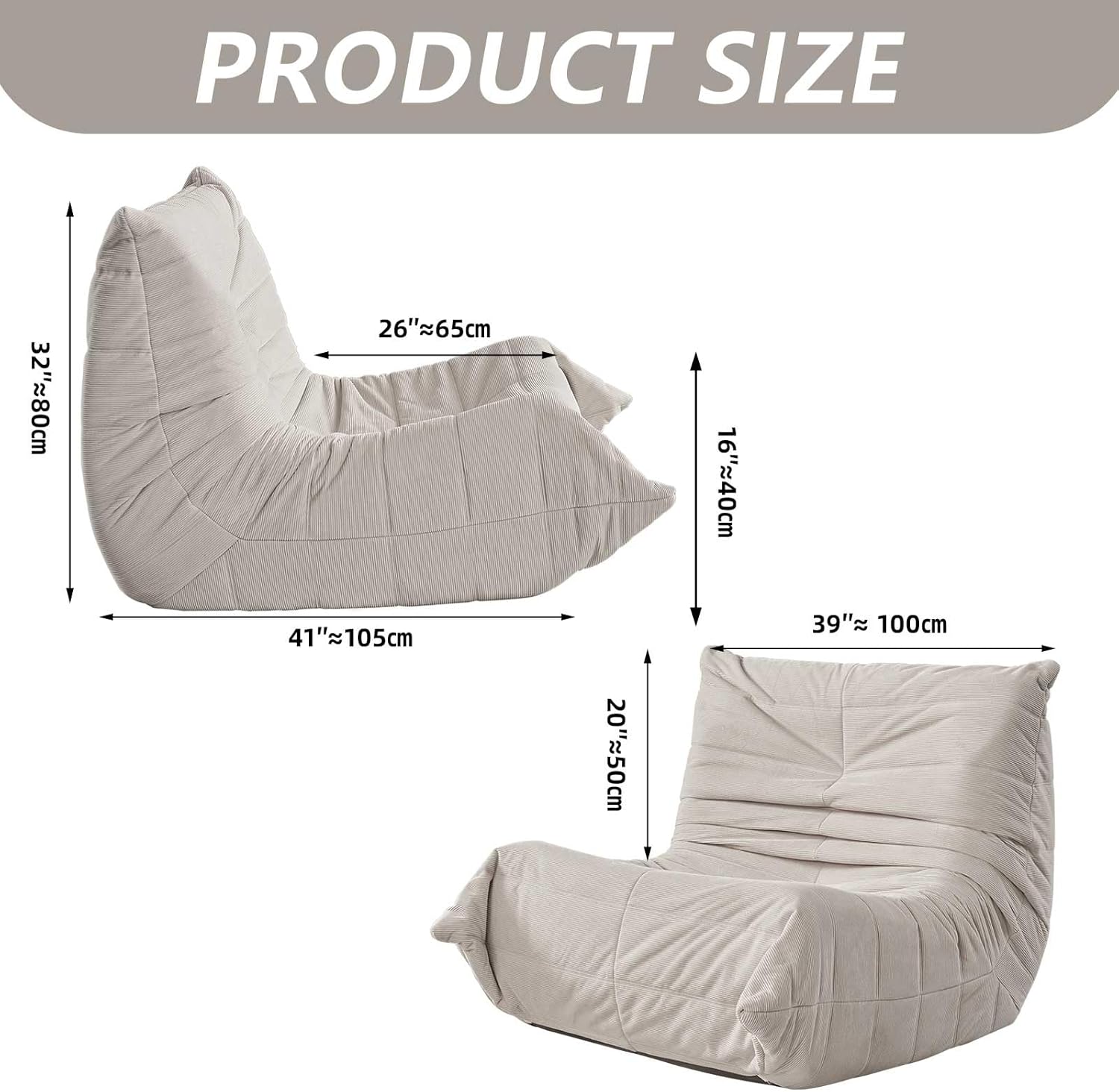 Corduroy Togo-Style Floor Couch