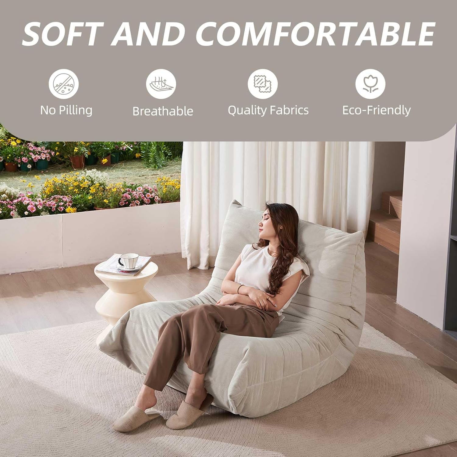 Corduroy Togo-Style Floor Couch