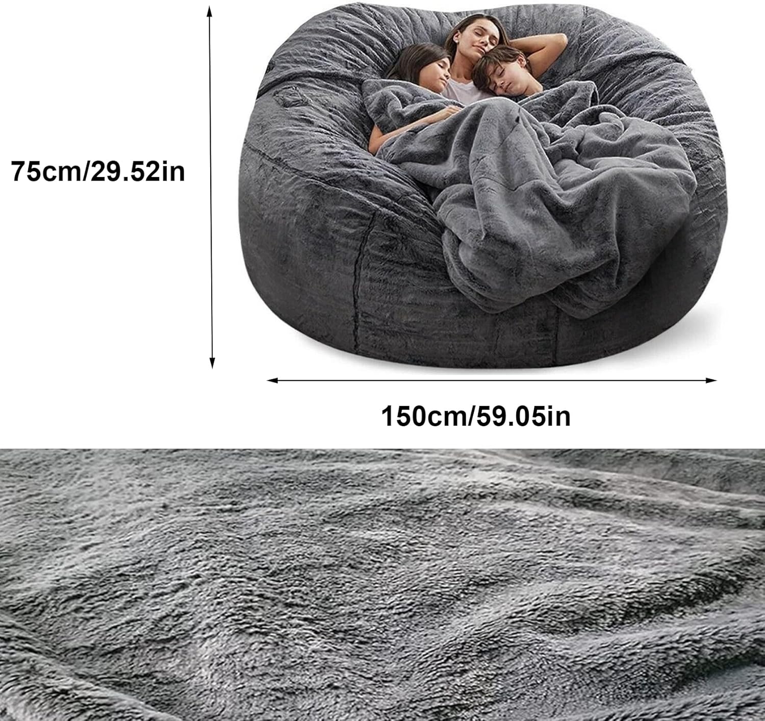 Washable Faux-Fur Bean Bag Cover