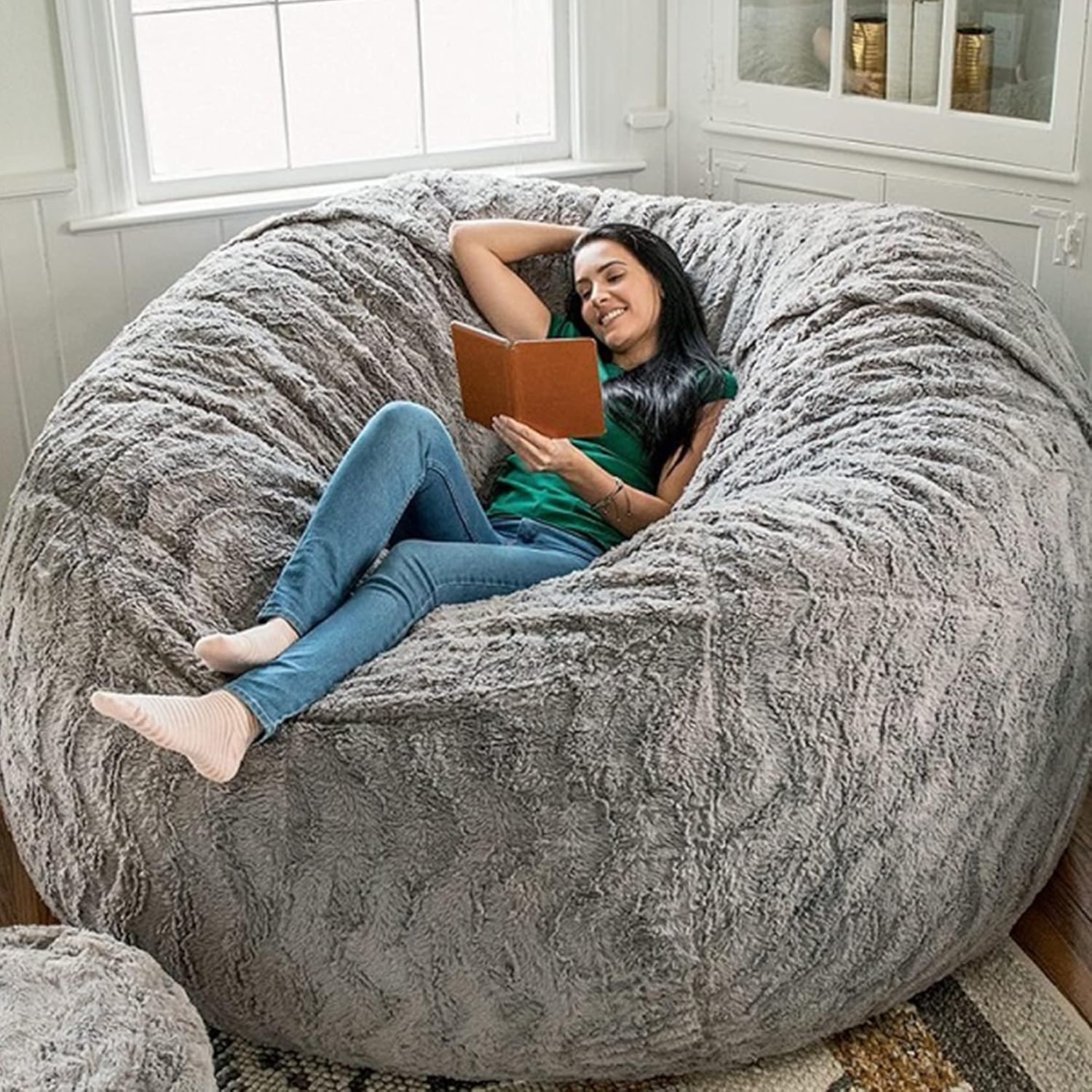 Washable Faux-Fur Bean Bag Cover