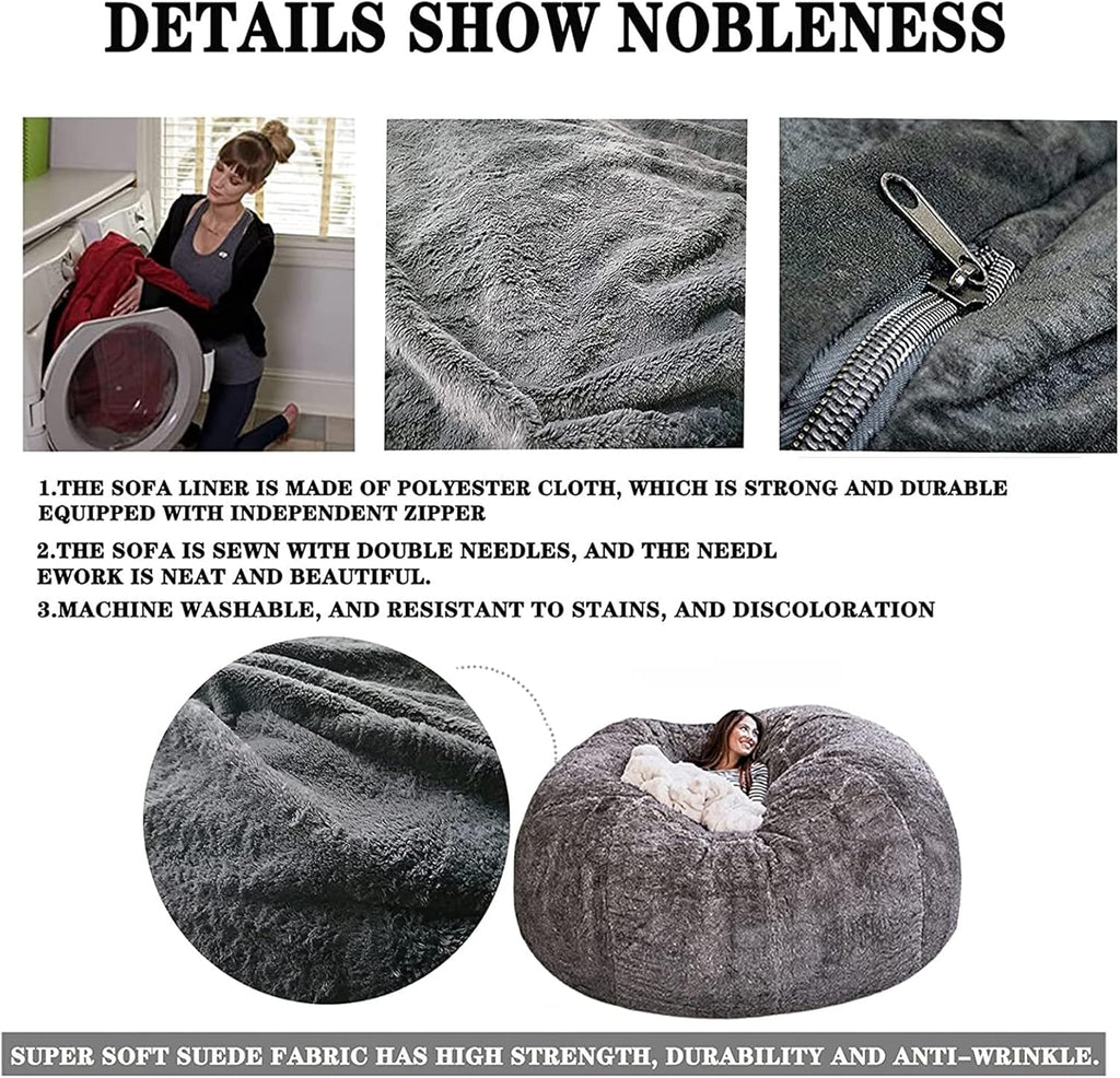 Washable Faux-Fur Bean Bag Cover