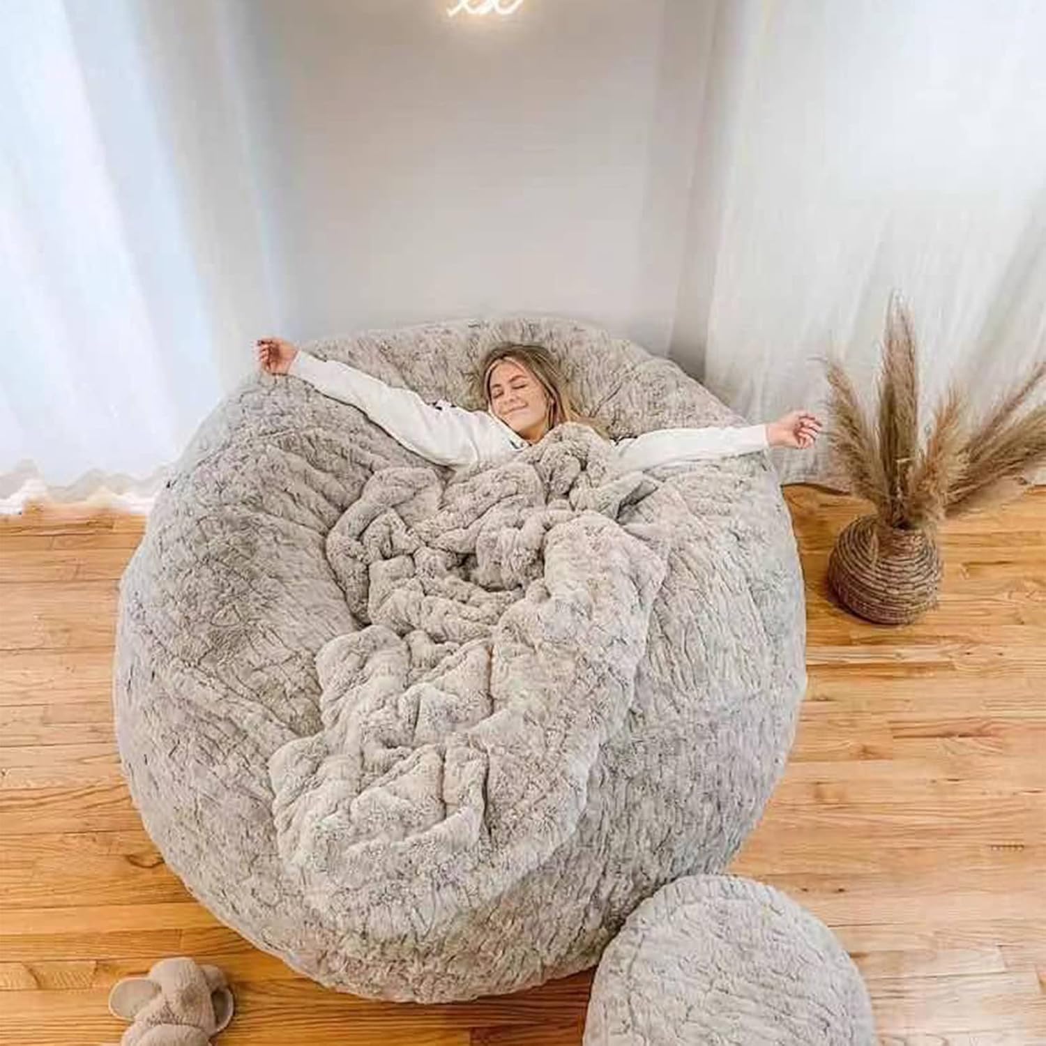 Washable Faux-Fur Bean Bag Cover